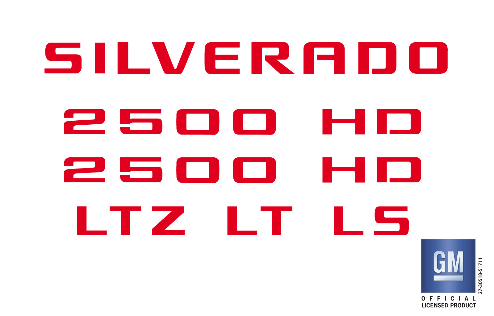 Chevrolet Silverado 2500 HD Red Emblem Overlay Decals