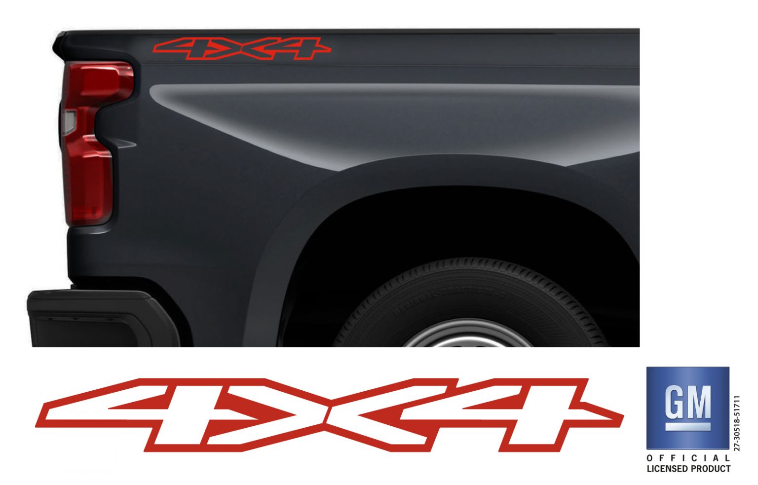 Chevy Silverado 2019-2024 Red 4X4 Bedside Decals Set GM OFFICIAL ...