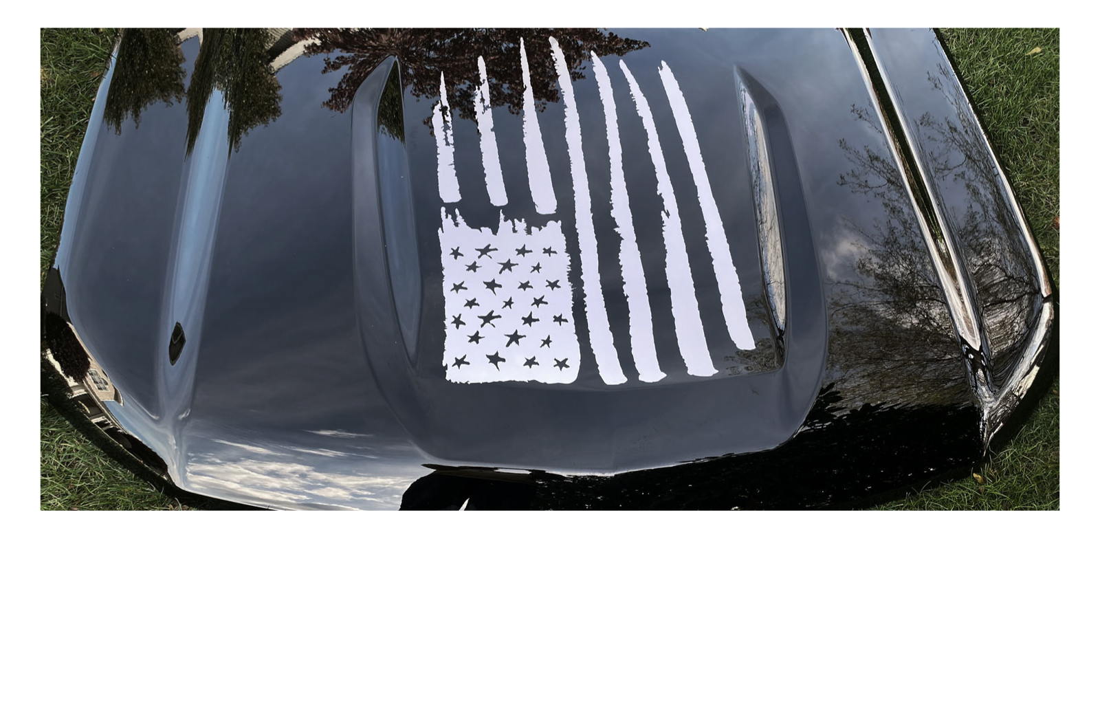 Chevrolet Silverado Silver Distressed Flag Hood Decal Graphic - Image 2