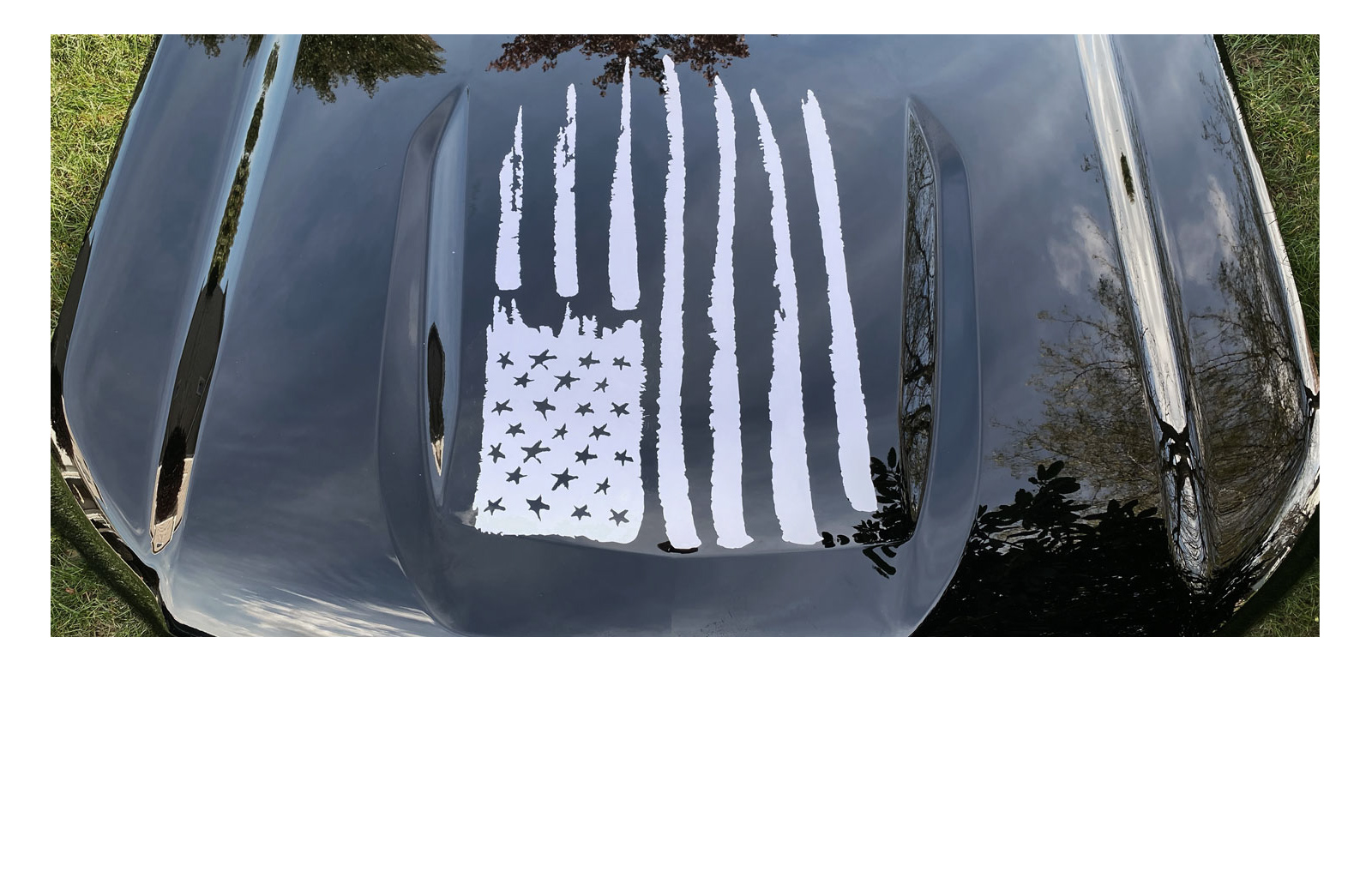 Chevrolet Silverado Silver Distressed Flag Hood Decal Graphic