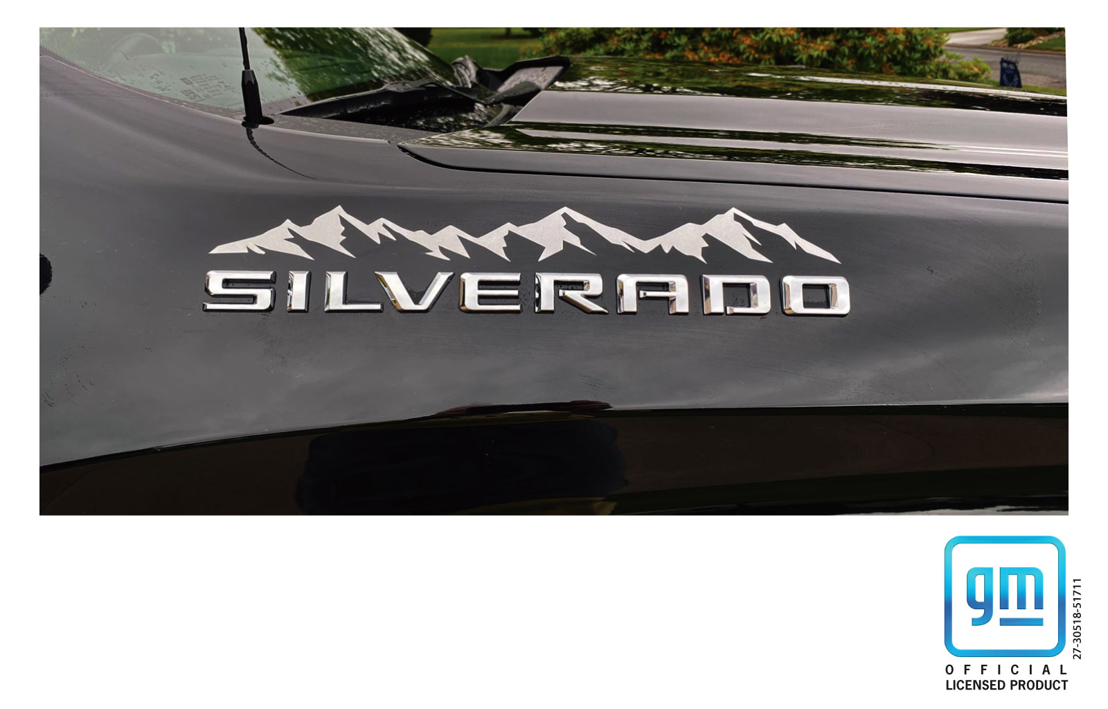 Chevrolet Silverado Silver Mountain Range Emblem Enhancement Decals Set of 3