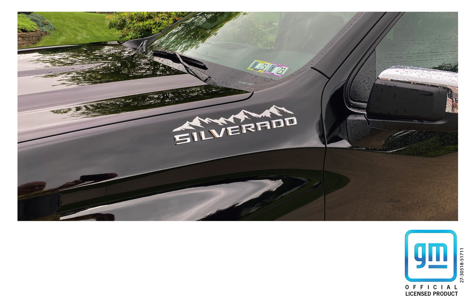 Chevrolet Silverado Silver Mountain Range Emblem Enhancement Decals Set of 3 - Image 3