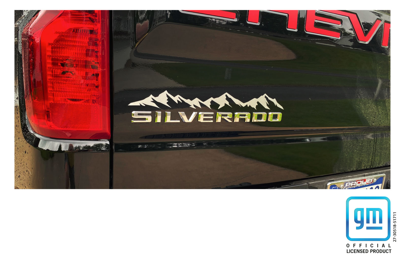 Chevrolet Silverado Silver Mountain Range Emblem Enhancement Decals Set of 3 - Image 5