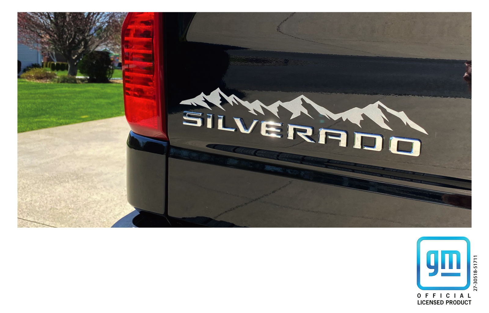 Chevrolet Silverado Silver Mountain Range Emblem Enhancement Decals Set of 3 - Image 6