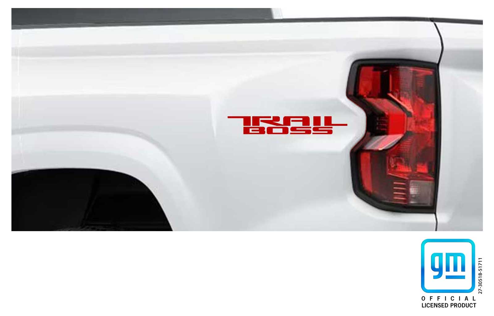 Chevrolet Colorado Red TRAIL BOSS Lettering Bedside Decals Set of 2