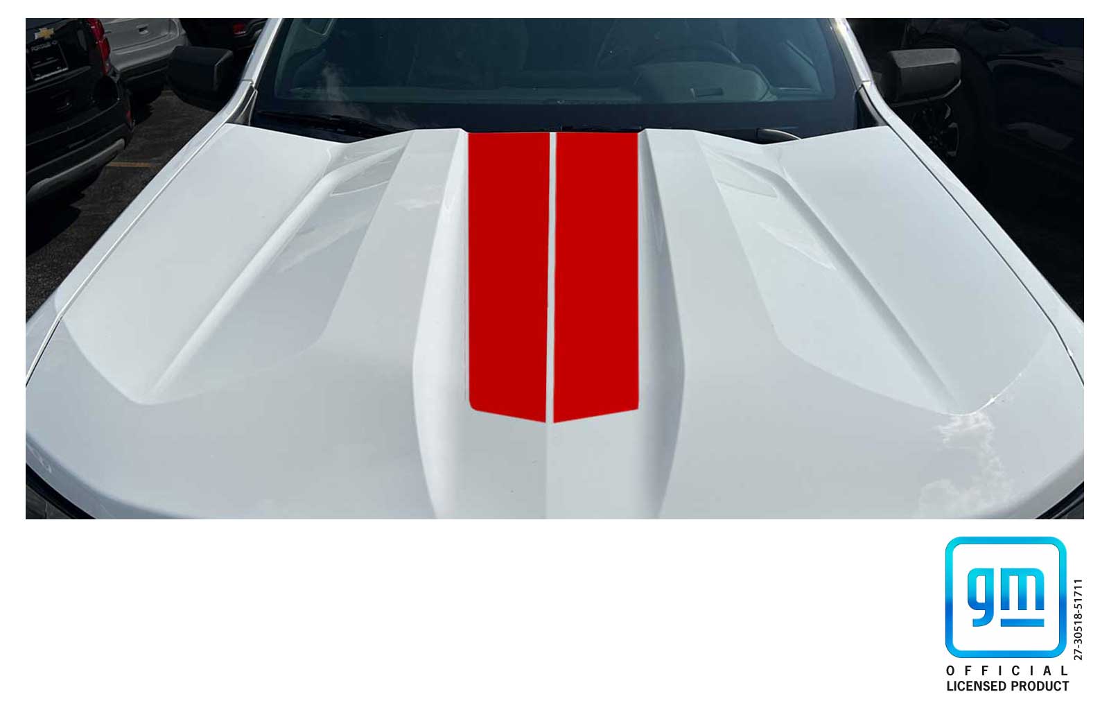 Chevrolet Colorado Red Rally Stripes Hood Decal