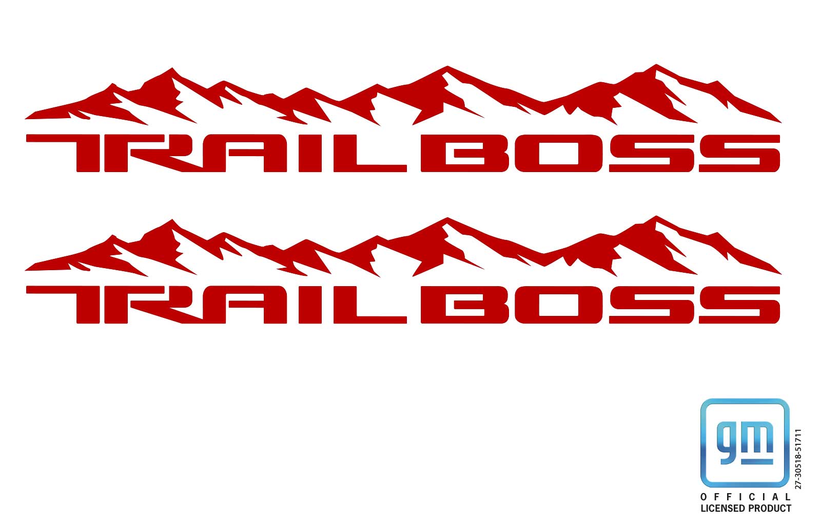 Chevrolet Colorado Red Mountain Trail Boss Lettering Hood Decals Set of 2 - Image 2